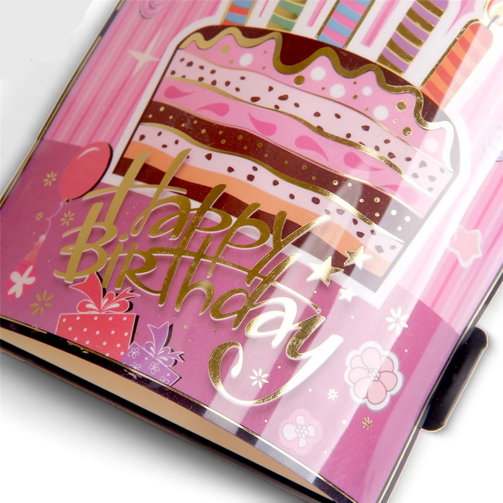 Music 3D Pop Up Birthday Cake Card Musical Greeting Cards Happy Birthday to You