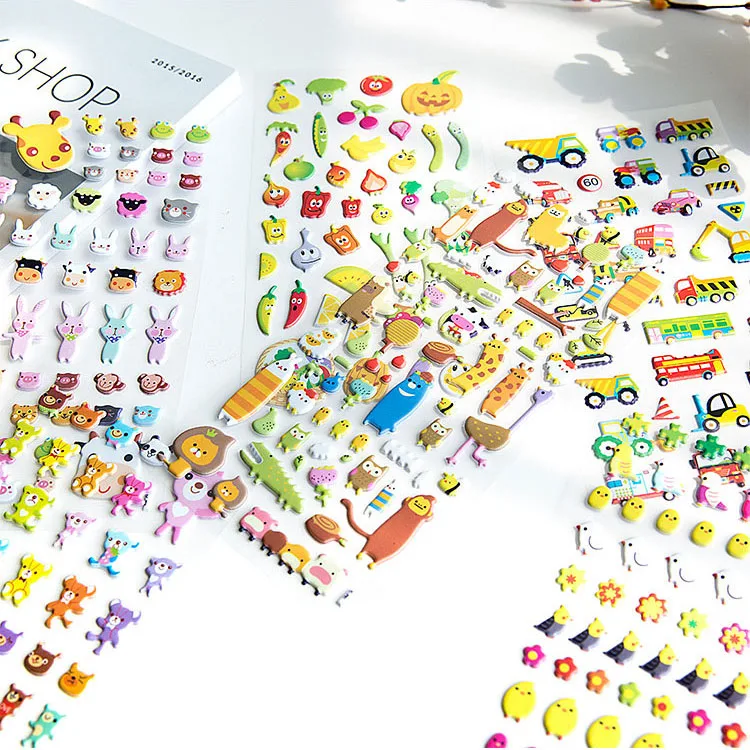 Cartoon Animal Bubble Stickers Cute 3D Cartoon Bubble Puffy Stickers Animals for Boys Dinosaurs Baby Toys School Teacher Reward