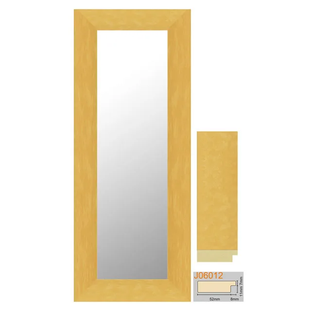 Large 20x60inch Modern Brushed Flat Gold Framed Wall Mirror Decorative Plastic Mounted for Home or Office Use