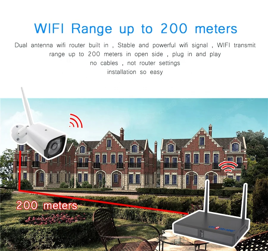 4ch 960P Wireless CCTV System WiFi Nvr Kit  HD Waterproof Outdoor IP Camera Security System video Surveillance Nvr Kit