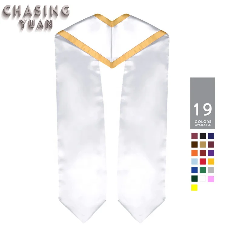 
White Customize Manufacturer Trim University Graduation Stole With gold trim 