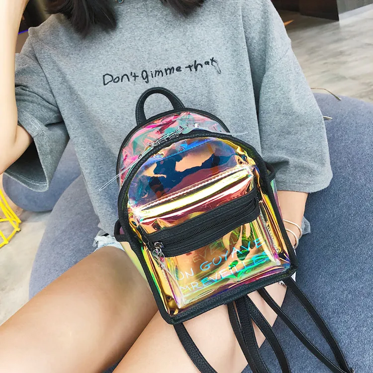girls fashion laser handbag holographic clear pvc backpack  for wholesale