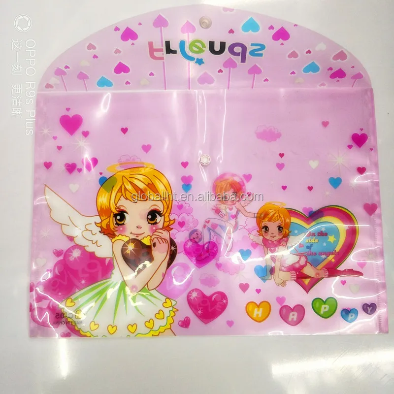Clear PVC Colorful Plastic Envelope cartoon File Folder Fancy  Document holder for school and office