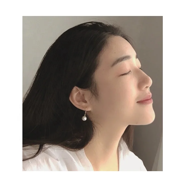 Classic Design Hypoallergenic 925 Sterling Silver Elegant Korean Imitation Pearl Dangle Jewelry Women Pearl Wedding Drop Earings
