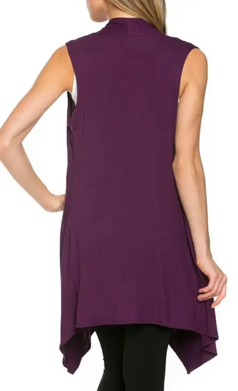 plus size Women Open Front Vest Long Tunic Top Shawl Collar Draped Cardigan