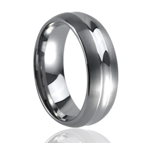 
hot selling brushed middle line mens tungsten rings 