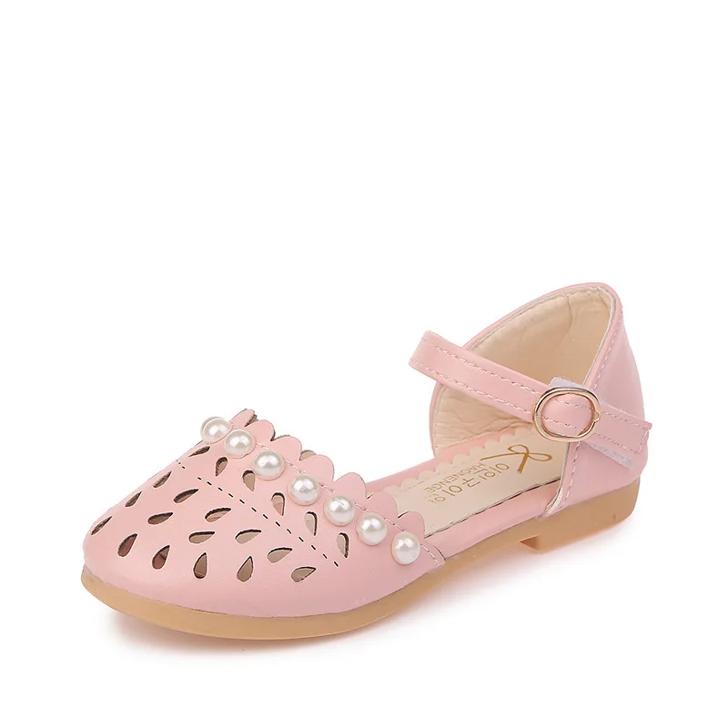 New design fashion style soft sole children pearl princess sandals