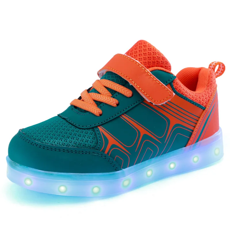 2017 Newest Fancy Cheap USB Charging Colorful LED Light Children Shoes Kids Running Shoes