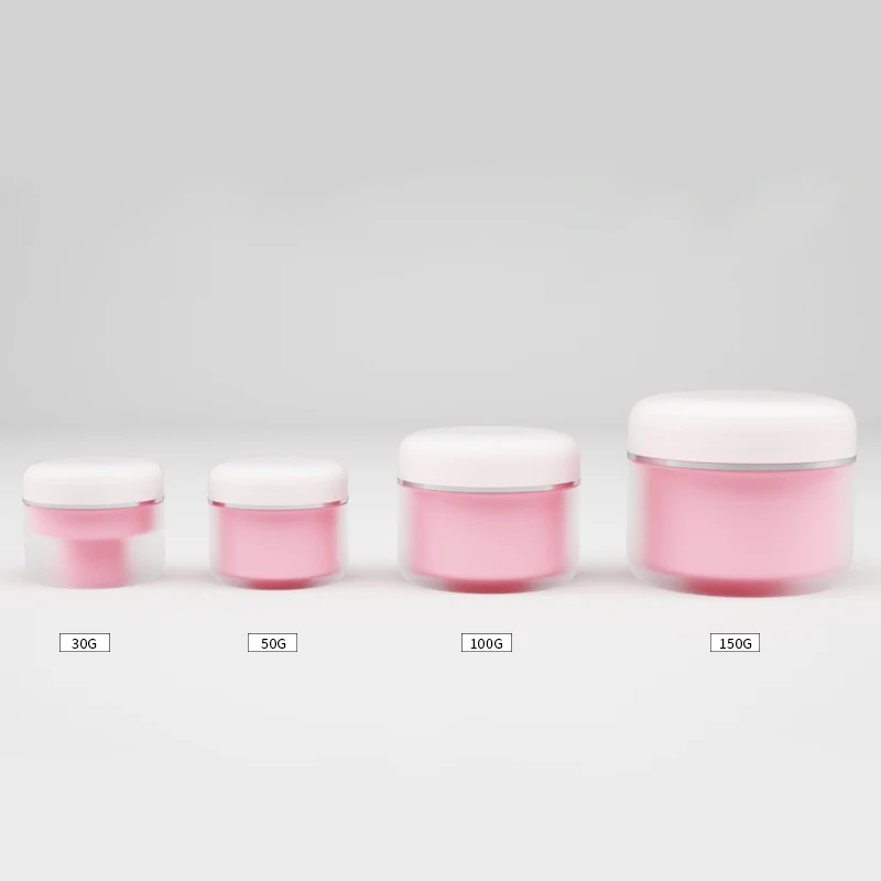 Wholesale Cosmetic Packaging Container Plastic Skin Care Cream Lip Scrub Jars 100ml Pink PP 30g 50g 100g Plastic Jars with Lids