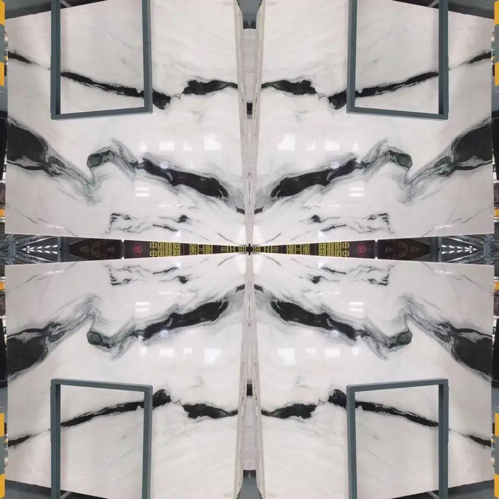 Stock Supply Book Match Panda White Marble Stone Slabs