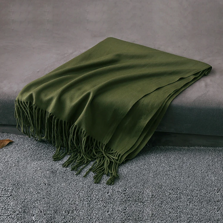 Новинка 2022, Лидер продаж, Однотонный женский зимний кашемировый шарф из полиэстера, с начесом, стильный кашемировый шарф-шаль из пашмины