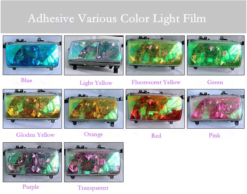 
30cm x10m Adhesive Colors Chameleon Headlight Tint Film for Car Light 
