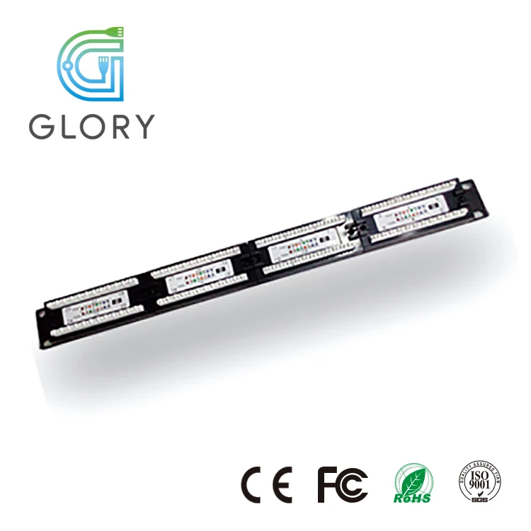  Оптовая продажа 1U RJ45 Cat6 24-портовая патч-панель для сетевой