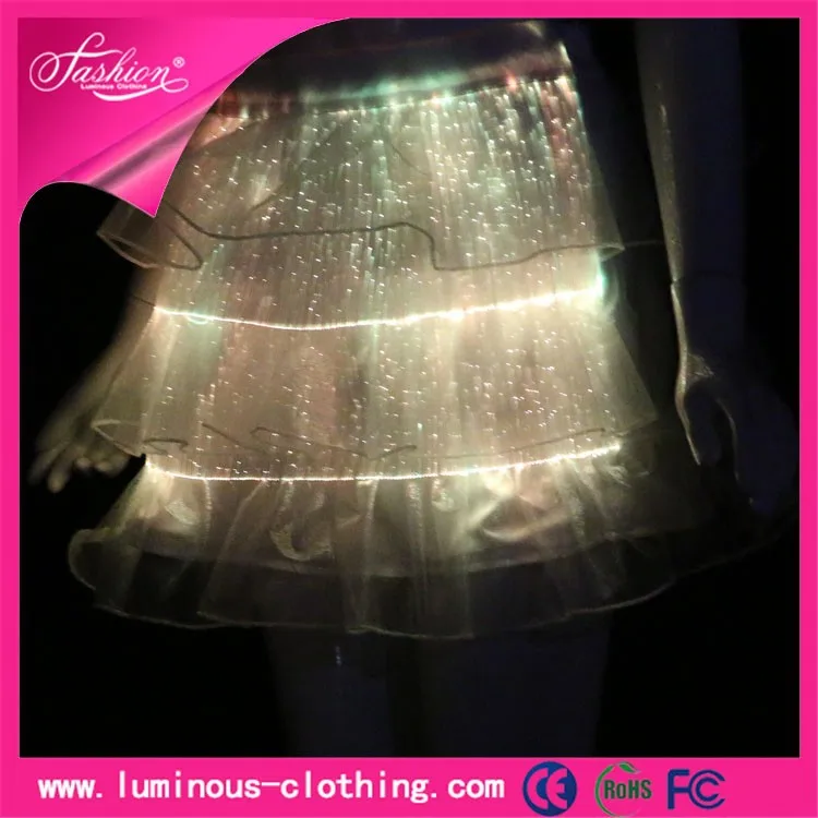 Оптоволоконный одежда световой зажгите сексуальный школы девушки носить короткая юбка
