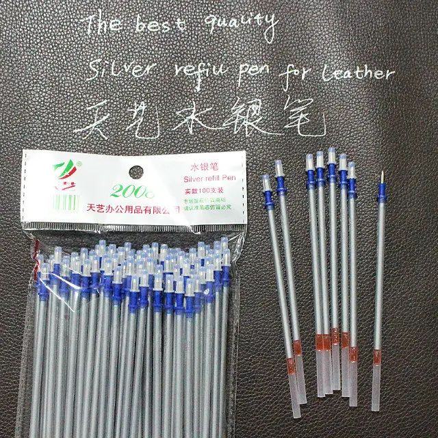 Silver plated pen silver conductive pen mark on leather
