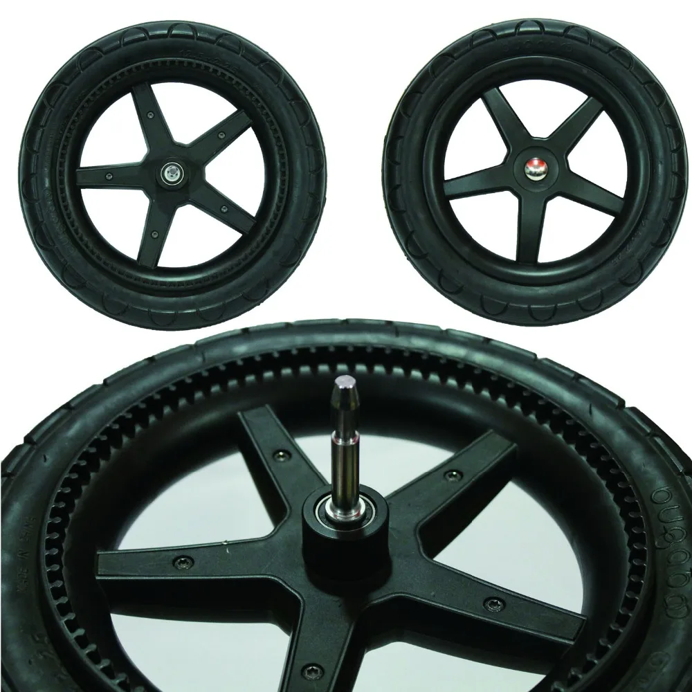 Stroller sand wheels with flat free semi-pneumatic wheel