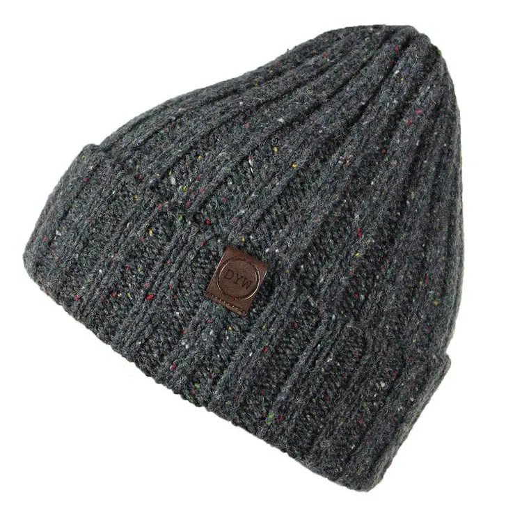 Many colors rib knit custom beanie with woven label