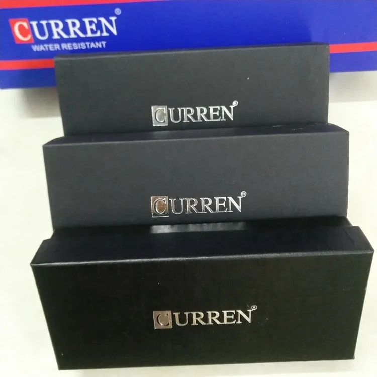 Luxury Curren Brand Black Packaging Paper Gift Custom Logo Watch Box for Wholesale