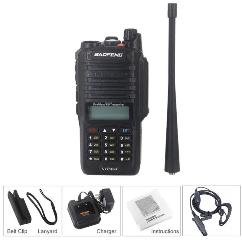  Baofeng UV-9R плюс Водонепроницаемый иди и болтай Walkie Talkie CB радио Высокая мощность VHF Любительская рация двойного диапазона портативная приёмопередаточная радиоустановка 10 км