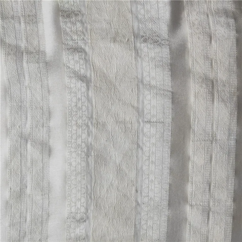 Silk Linen Cotton Rayon Stripe Jacquard with Some Flower design For Autumn Coat