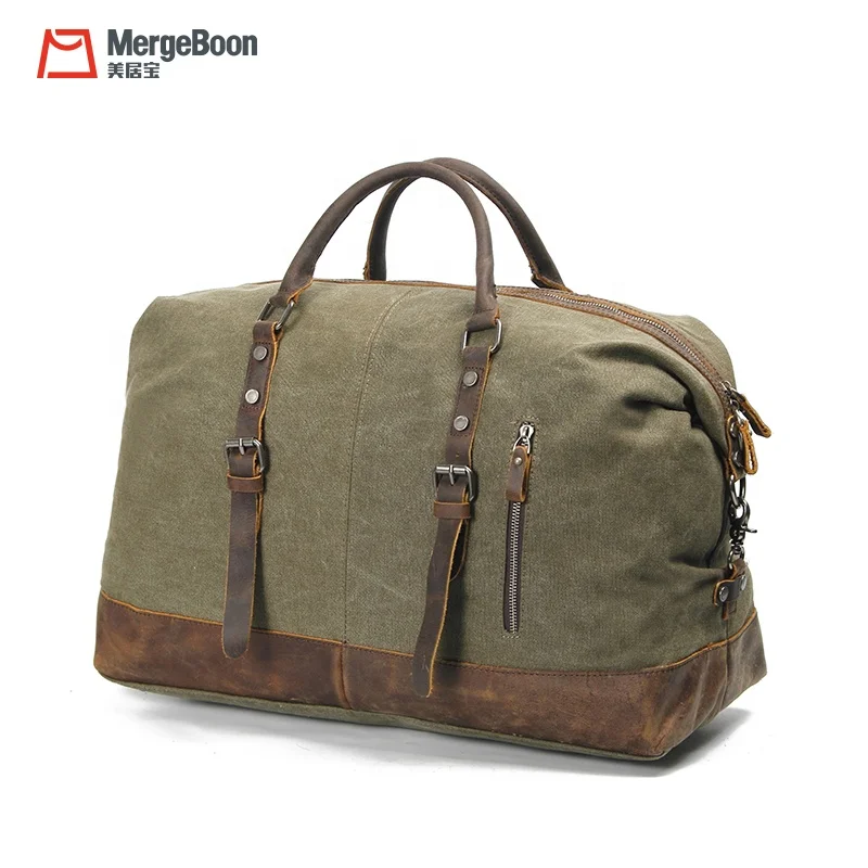 Мужская Дорожная холщовая и кожаная спортивная сумка с плечевым ремнем