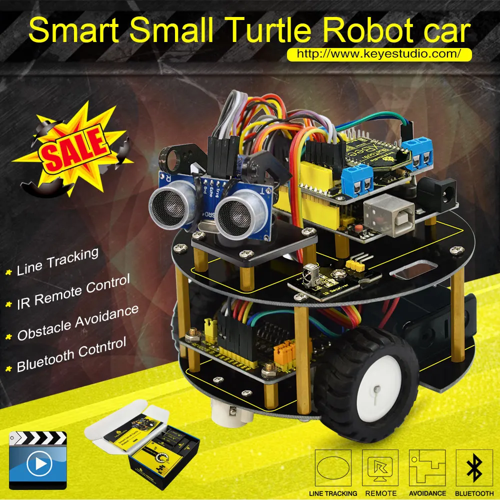 Keyestudio салона автомобиля обучения комплект умный Черепаха робот для arduinos робот Стартер