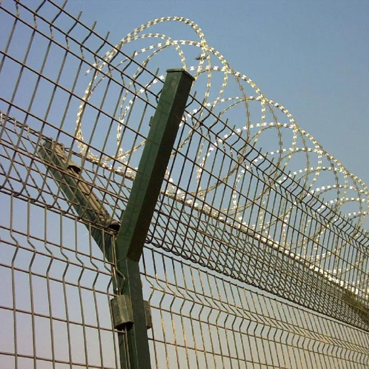 10 year no rust PVC coated panels barbed wire 358 anti climb airport security fencing