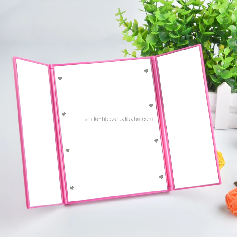 Tri-fold Portable Travel Mirror Led Vanity Makeup Mirror With Lights