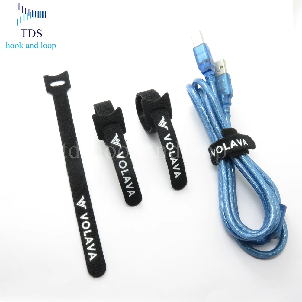 Colorful Hook and Loop Cables ties with label