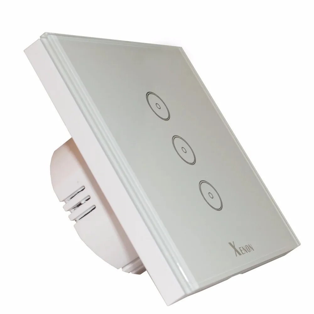 Mobile Phone Wireless Remote  Smart Touch Switch Panel Smart Light Switch White 1/2/3 Gang UK Standard
