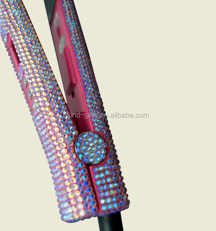 Crystal Pink Princess Cute Series Sparkle Diamond Bands High Tech Professional Hair Straightener