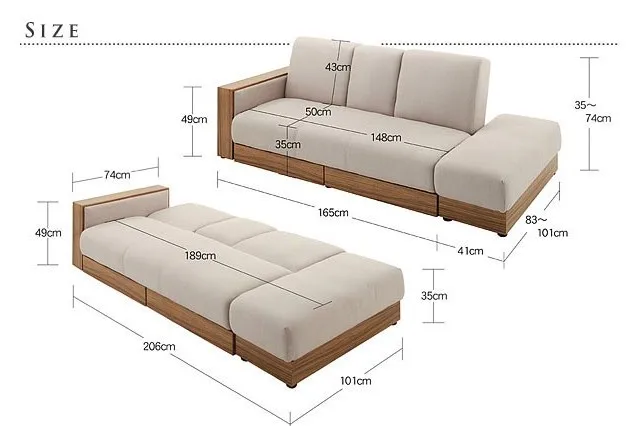 Multifunctional fabric sofa bed,living room sofa,wood frame folding sofa bed with storage