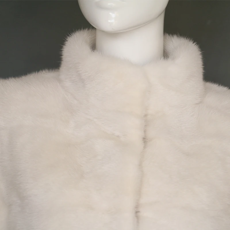 Real mink fur coat white color genuine mink fur jacket for women winter