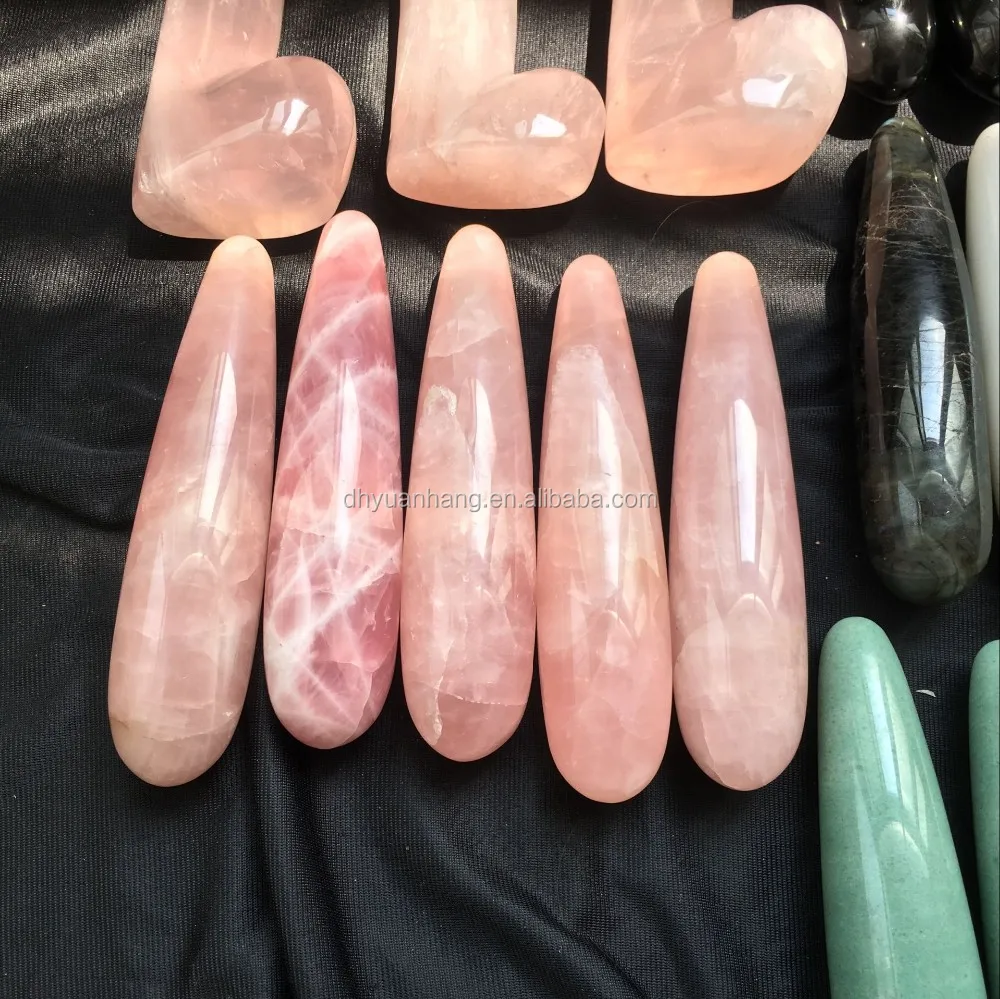 natural rose quartz crystal healing massagers, 17cm rose quartz yoni wands