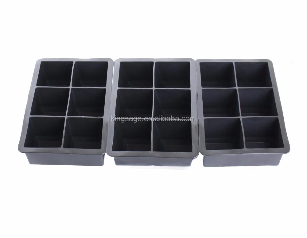 Food safe Whiskey /cocktail/soft drink Squares Silicone Ice Cube Tray /6 Extra Large Cubes