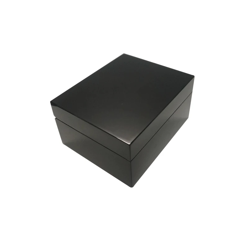 
HSMA luxury watch storage packaging black glossy lacquer wooden watch gift box with removable insert 