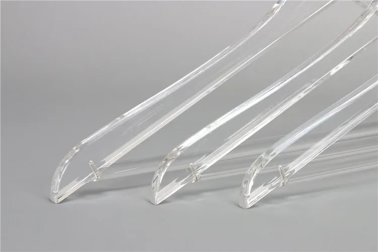 Luxurious Feel Clear Acrylic Crystal Collection Coat Hangers with Pant Bar, Anti-rust Hook, 3 Pack