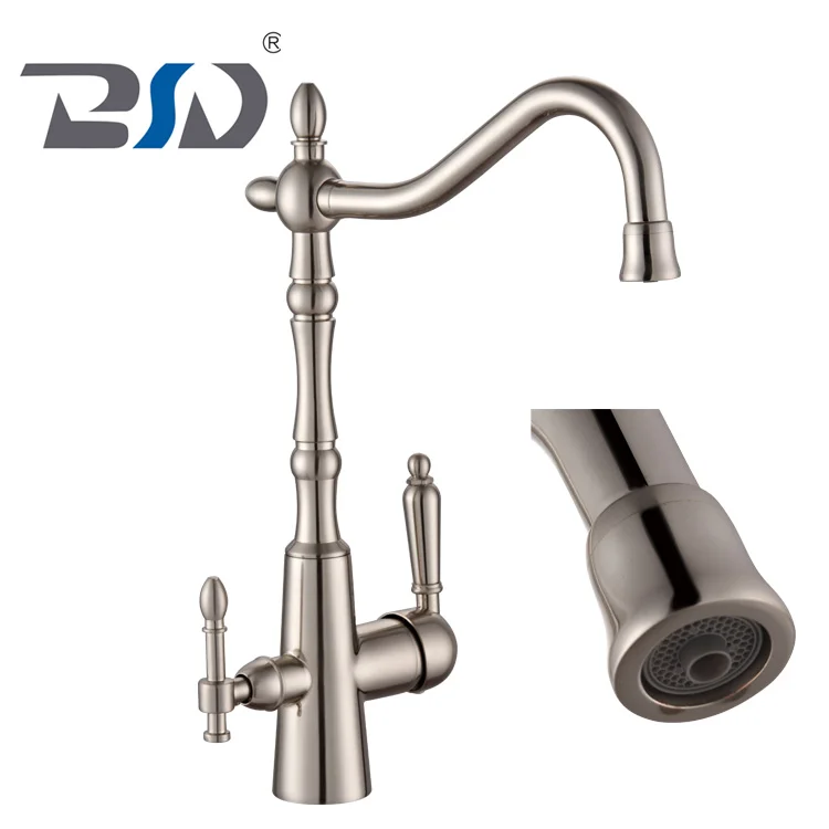 High Quality Russian Market Brass Dual Flow Copper Spout Filter Pure Water Three Way Drinking Water Kitchen Faucet