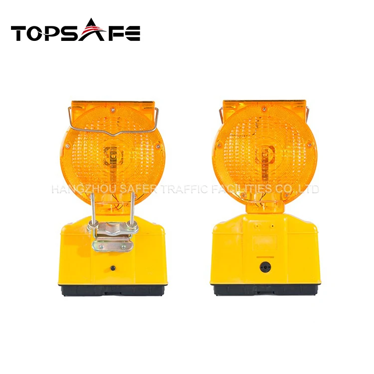 PC Lens 2pcs super bright LED red solar flasher warning light led traffic barricade light