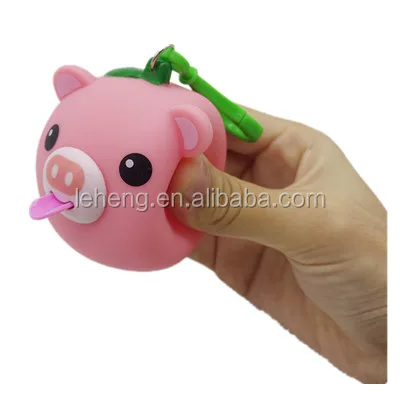 New trends soft plastic pink pig shape pop tongue bleeping toys animal ornament