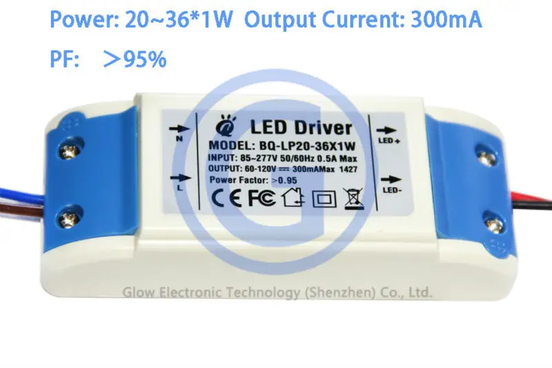 ce ems external dc led power driver 36w 300ma 36x1w 32w 30w