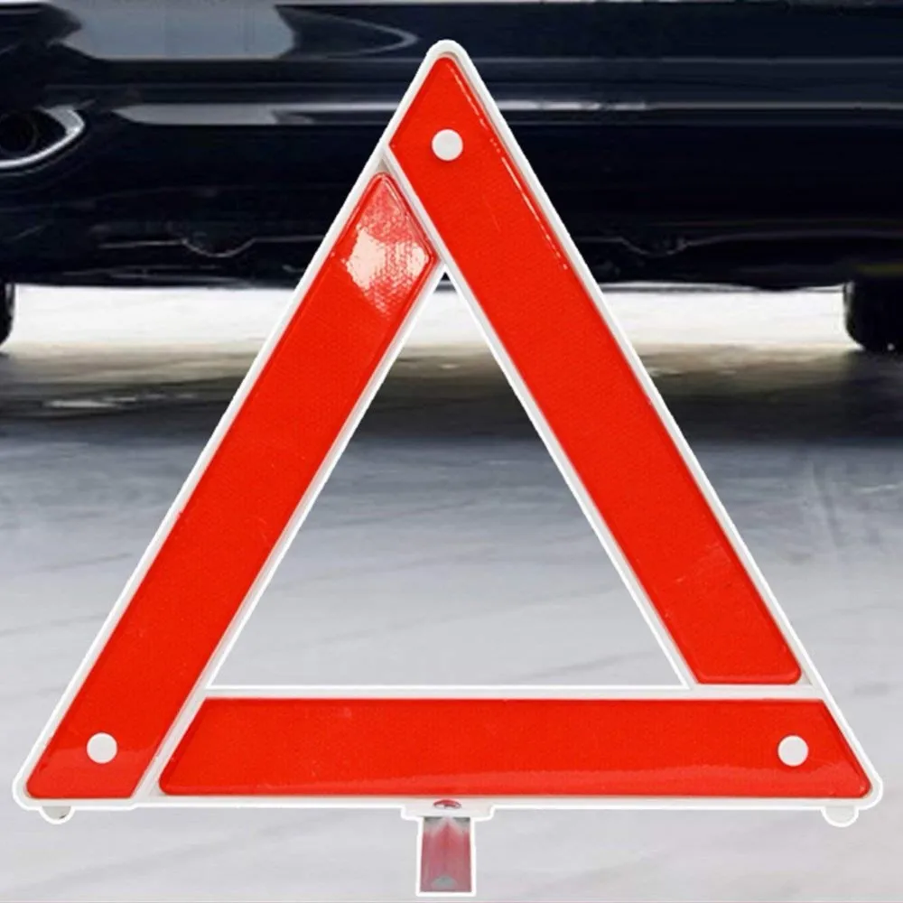 Warning Triangles, Aolvo Reflective Triangle Foldable Triangle Reflector Alerts Car Emergency Kit Roadside Warning Sign with Car