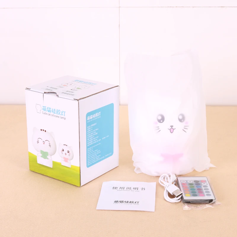 Симпатичный милый 3D светодиодный ночник в форме кота для младенца и силиконового котенка