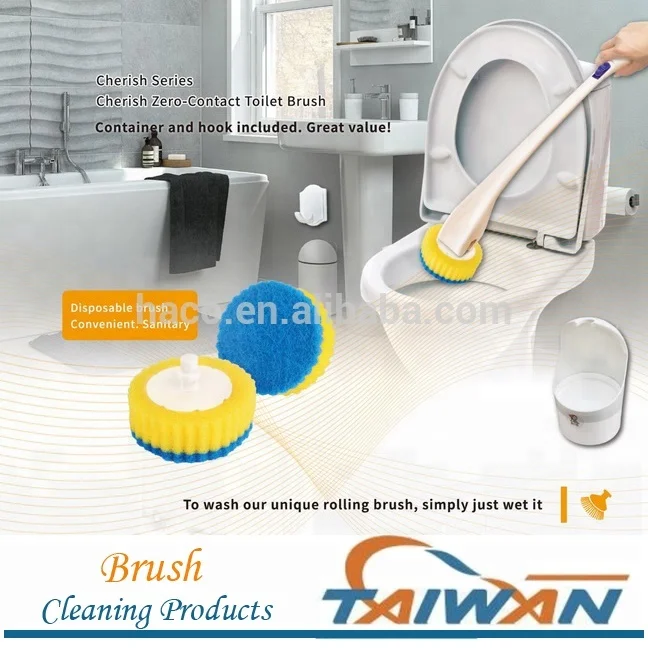 Zero-Contact Long handle Curved Disposable Toilet Scour Brush
