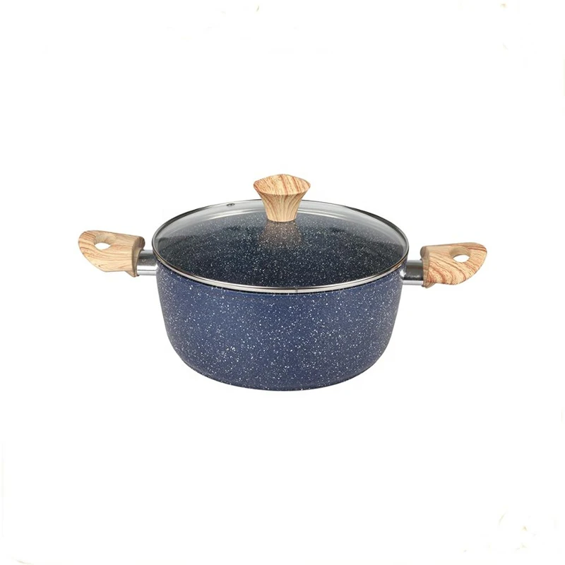 6pcs Granite coating aluminum cooking pot set Durable forged cookware set in kitchen with Stone Coating