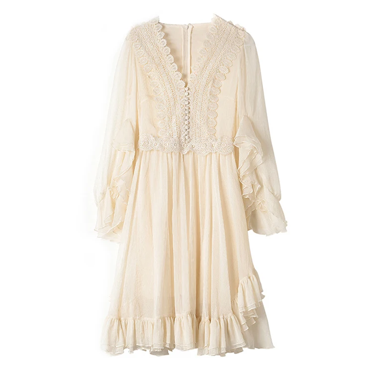 Women blue sleeve frills belted front tulip dress