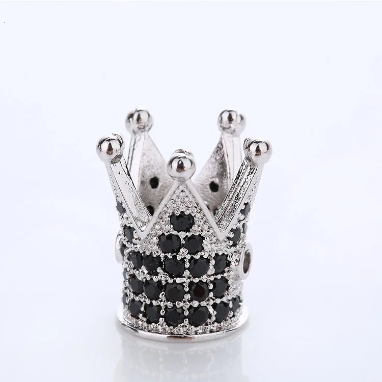 Hot Selling King Crown Shape Beads Charm Pendant Fashion Jewelry Cubic Zircon Pave Crown Shape Charms for Making Bracelets