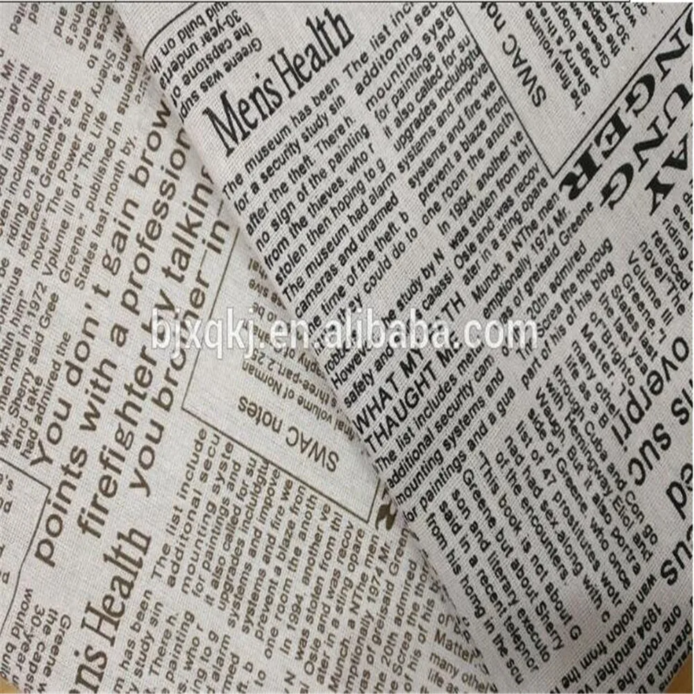 Льняная ткань с геометрическим рисунком и надписью на английском языке для стола