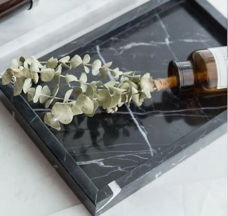 100% handmade rectangle marble jewelry/cake display serving tray for home decor and hotel