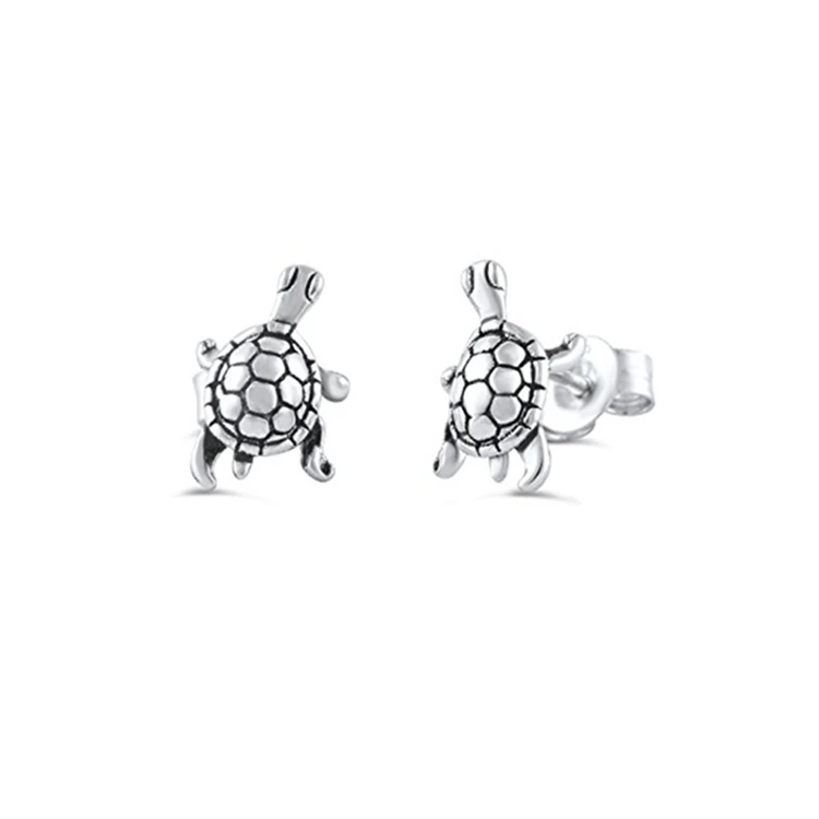 
Silver Earring 925 Sterling Lovely Animal Shape Tortoise Stud Earrings for Kids 